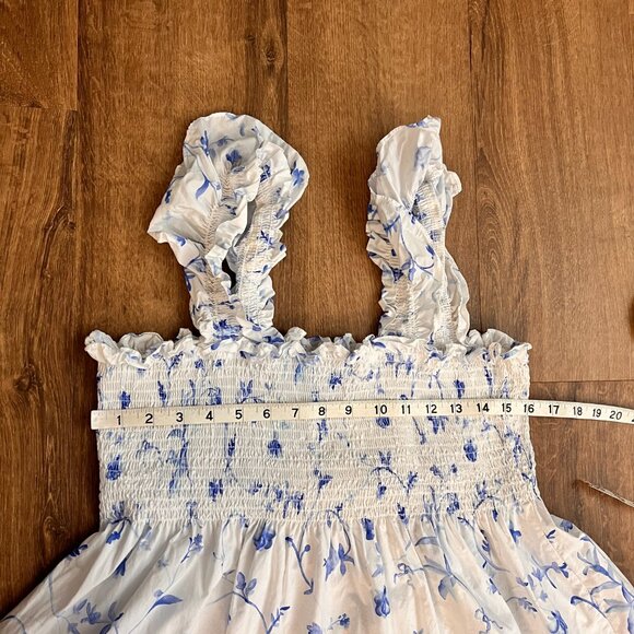 Hill House Ellie Nap Dress Blue Floral Ruffle Smocked Dress Sz XXL - Picture 7 of 12